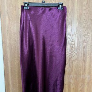 Purple Satin Silky Mid Length Skirt